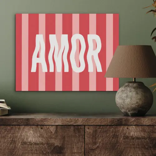Amor - Strepen - Rood - Roze PET vilt klein -sfeer2
