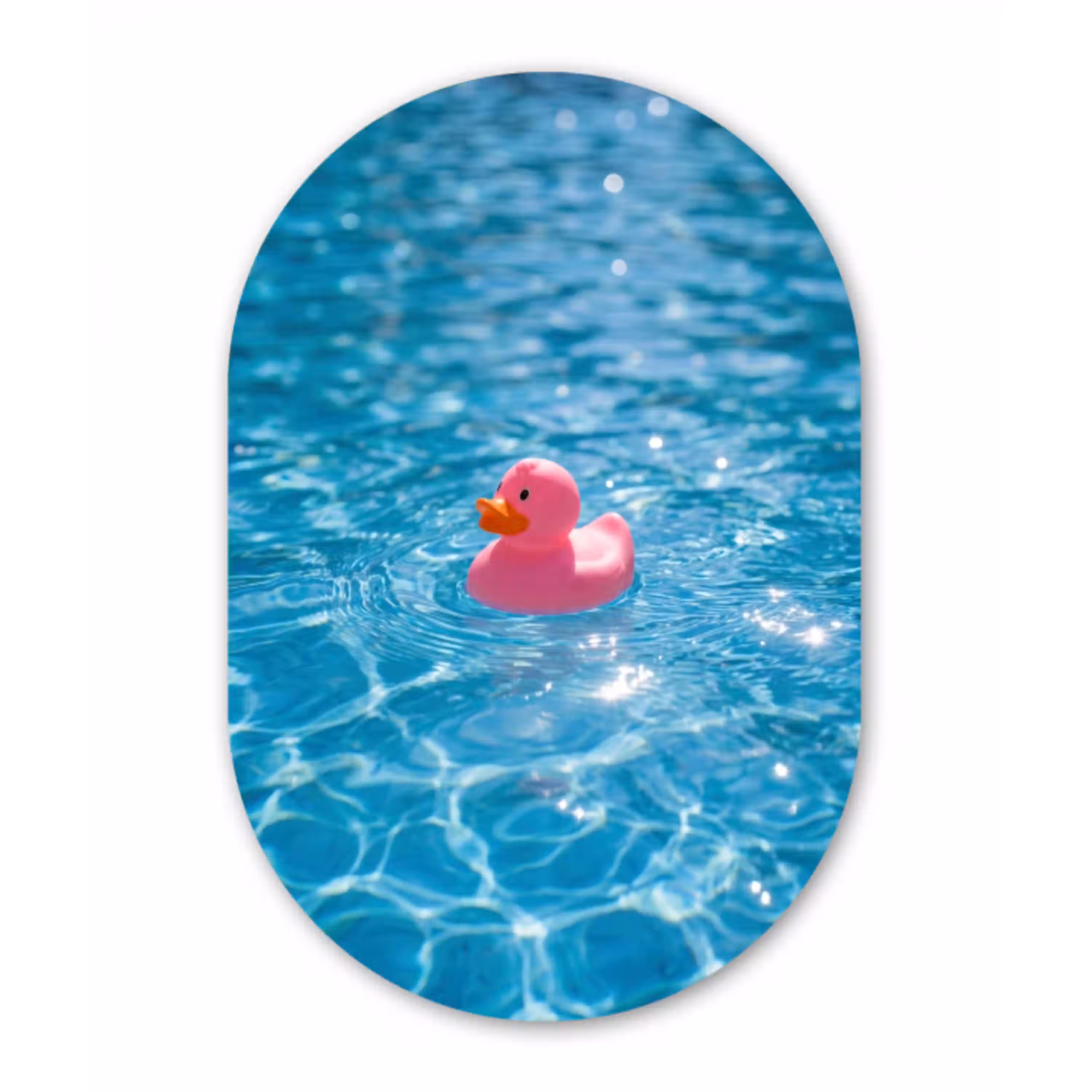 Badeend - Dobberend - Roze Wandcirkel Ovaal Aluminium middel -3d