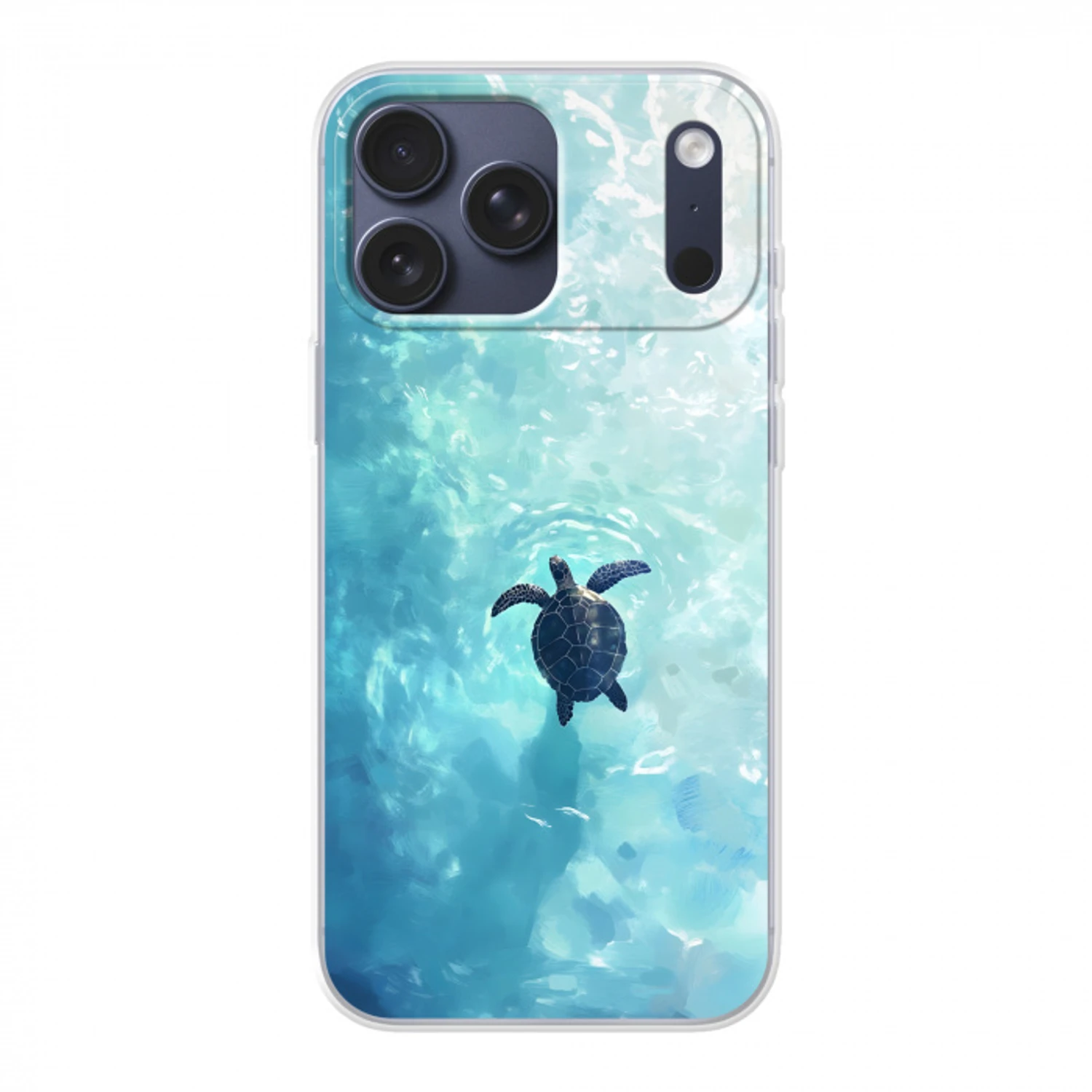 Schildpad - Zee - Blauw - Schittering Telefoonhoesje iPhone 17 Pro Max klein -3d