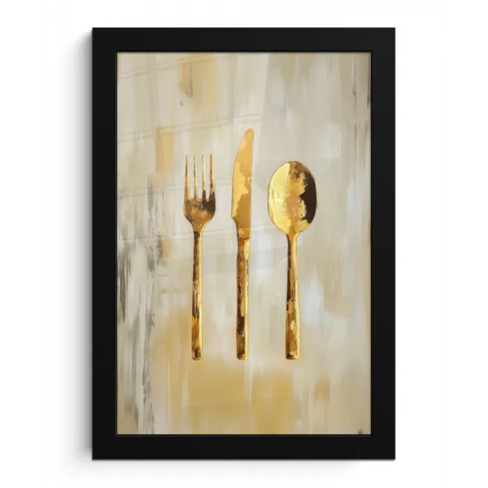 Verf - Goud - Bestek fotolijst zwart zonder passe partout klein -3d