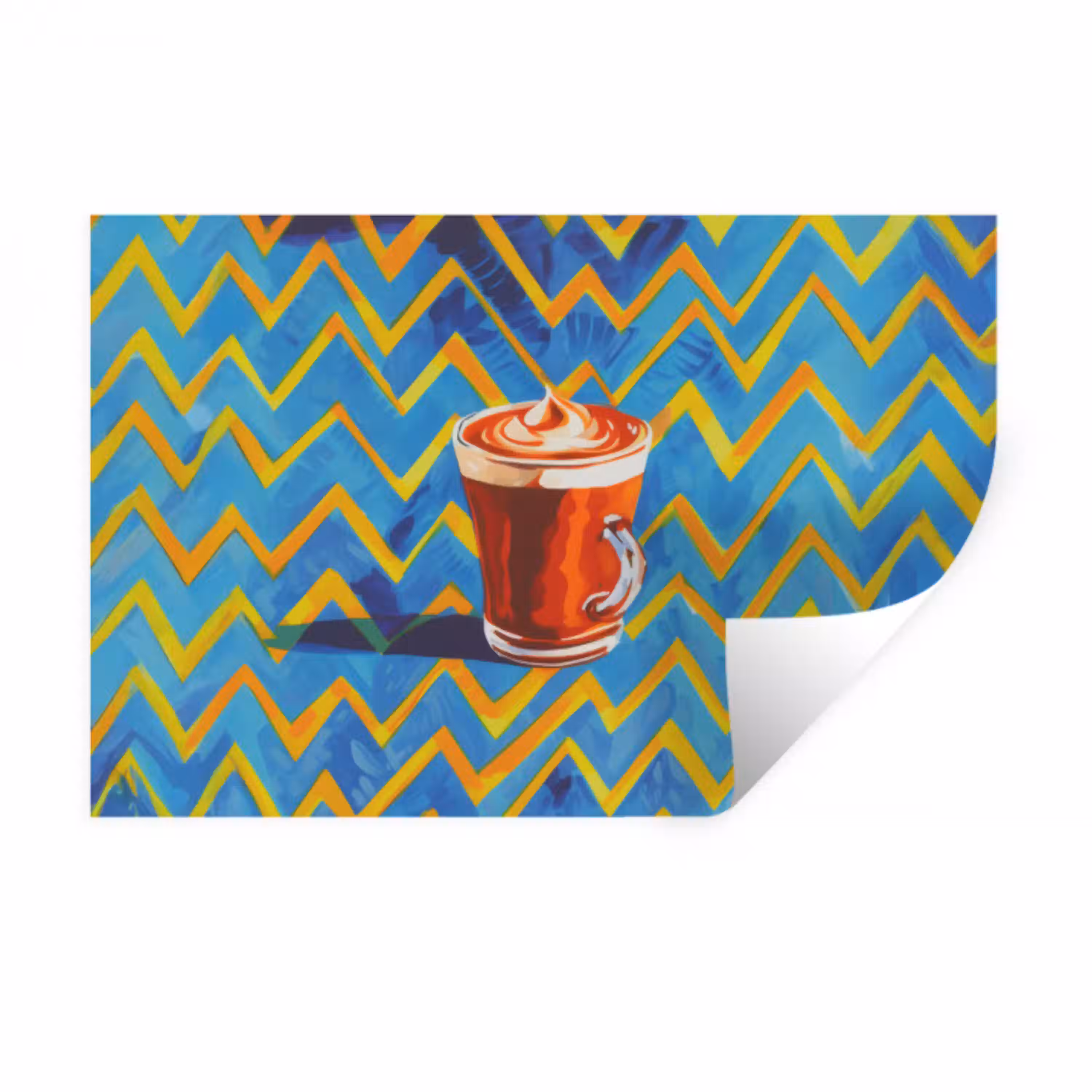 Mok - Koffie - Zigzag - Slagroom Muursticker klein -3d