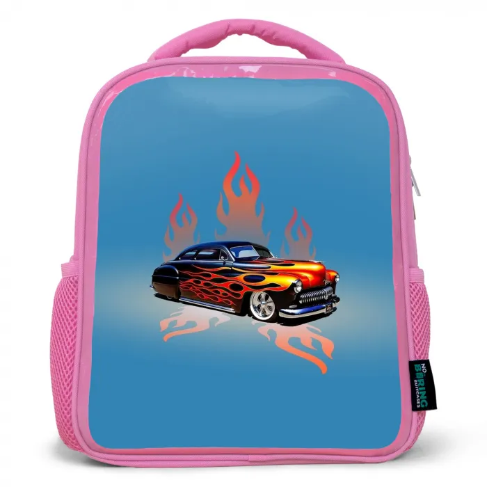 Hotrod flames Kinderrugzak - Roze middel -3d