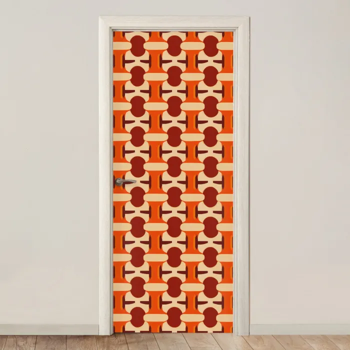Geometrisch - Retro - Oranje deurposter klein 289 -3d_beige
