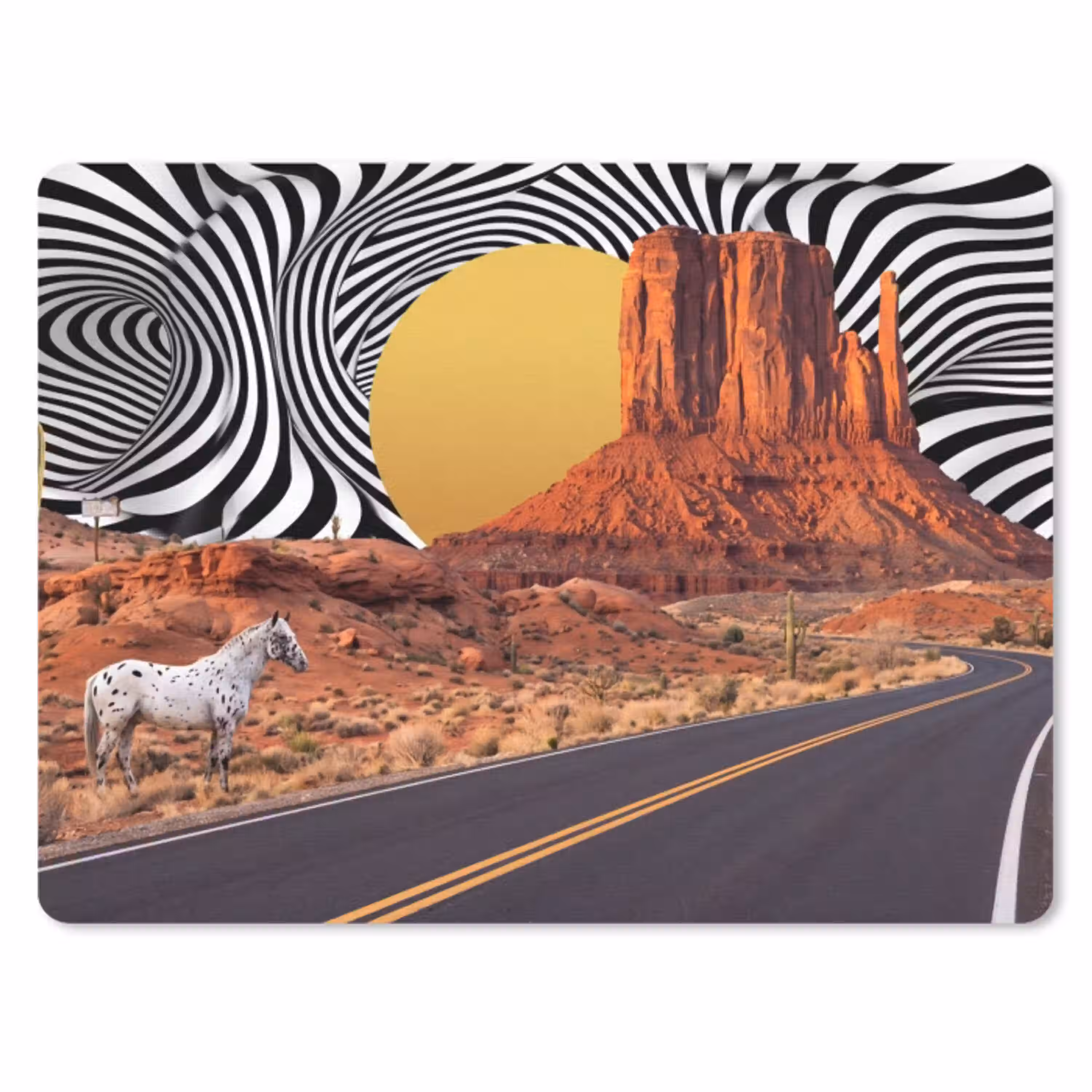 Paard - Woestijn - Natuur muismat rubber klein -3d