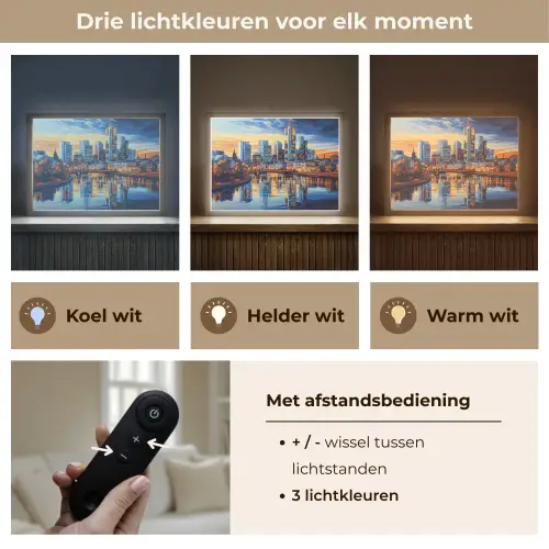 Zonsondergang Frankfurt - Stad - Skyline - Water Light Box met batterij (Wandlamp) middel -USP_lichtkleurNL