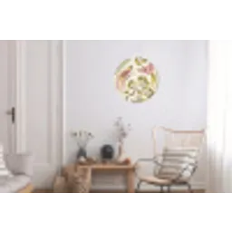Vogels - Tropisch - Botanisch - Roze Wandcirkel aluminium klein -woonkamer