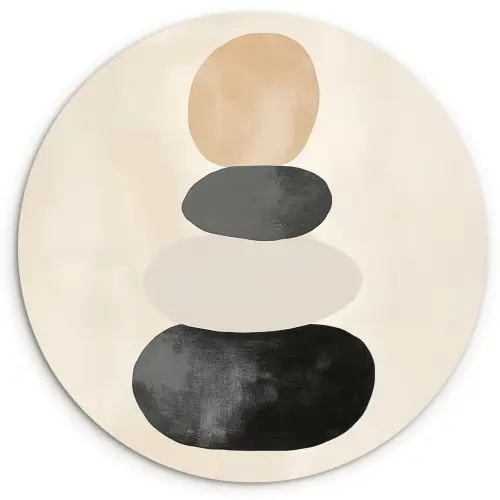 Japandi - Wabi sabi - Beige Wandcirkel kunststof plaat 5mm dik klein -3d