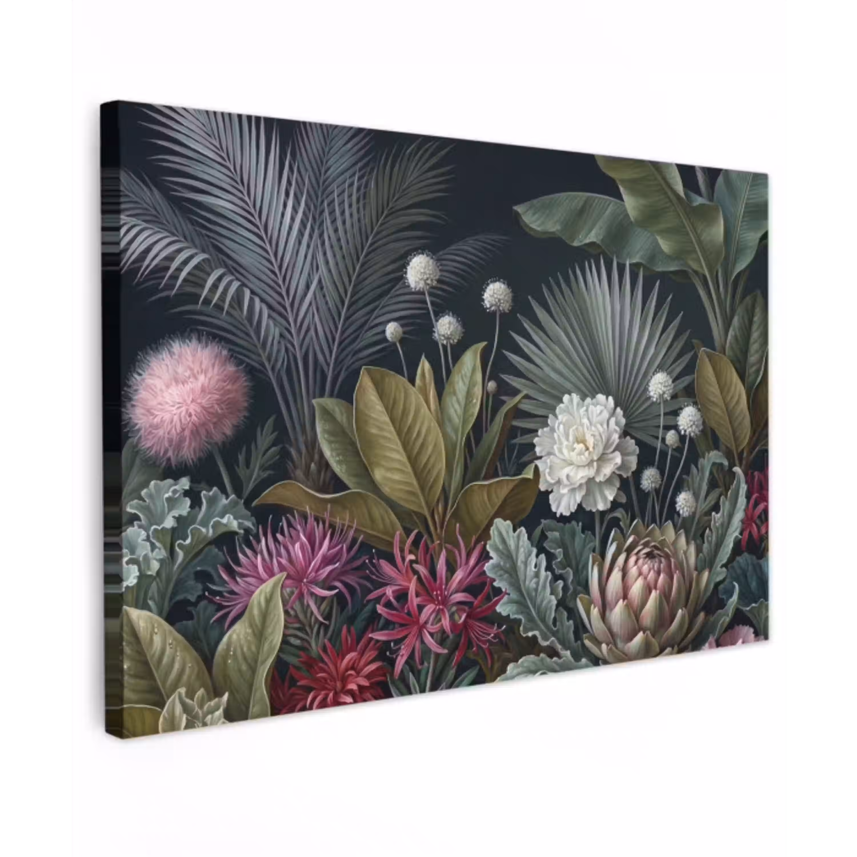Planten - Tropisch - Botanisch - Donker - Groen Tuinposter op houten frame 2 cm dik klein -3d