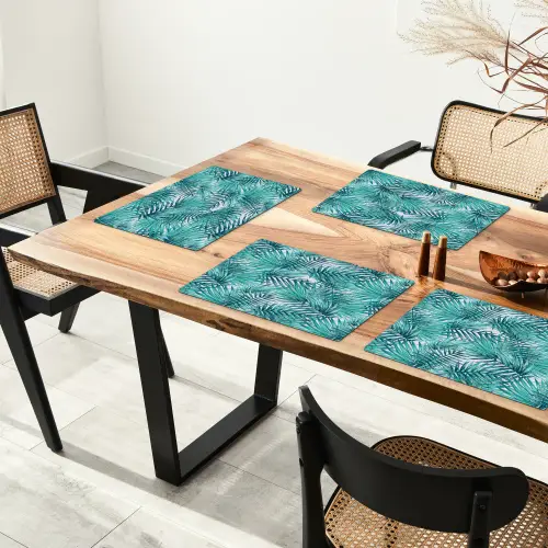 Bladeren - Ijsblauw - Wit Placemat vinyl groot 368 -zzsfeer4_Kitchenyeah-website