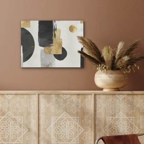 Goud - Rechthoeken - Cirkels - Abstract PET vilt klein -sfeer4