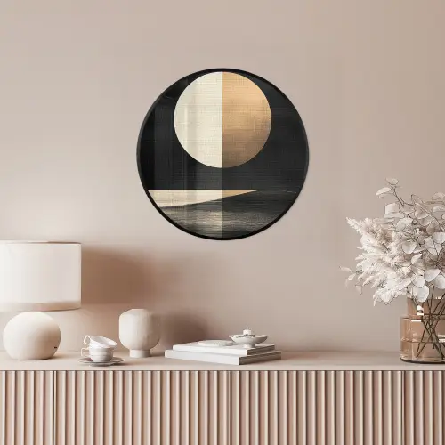 Maan - Cirkel - Goud Fotolijst rond zonder passe partout klein -sfeer3