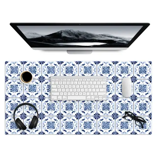 Patroon - Tegel - Blauw Muismat XXL klein 681 -3d
