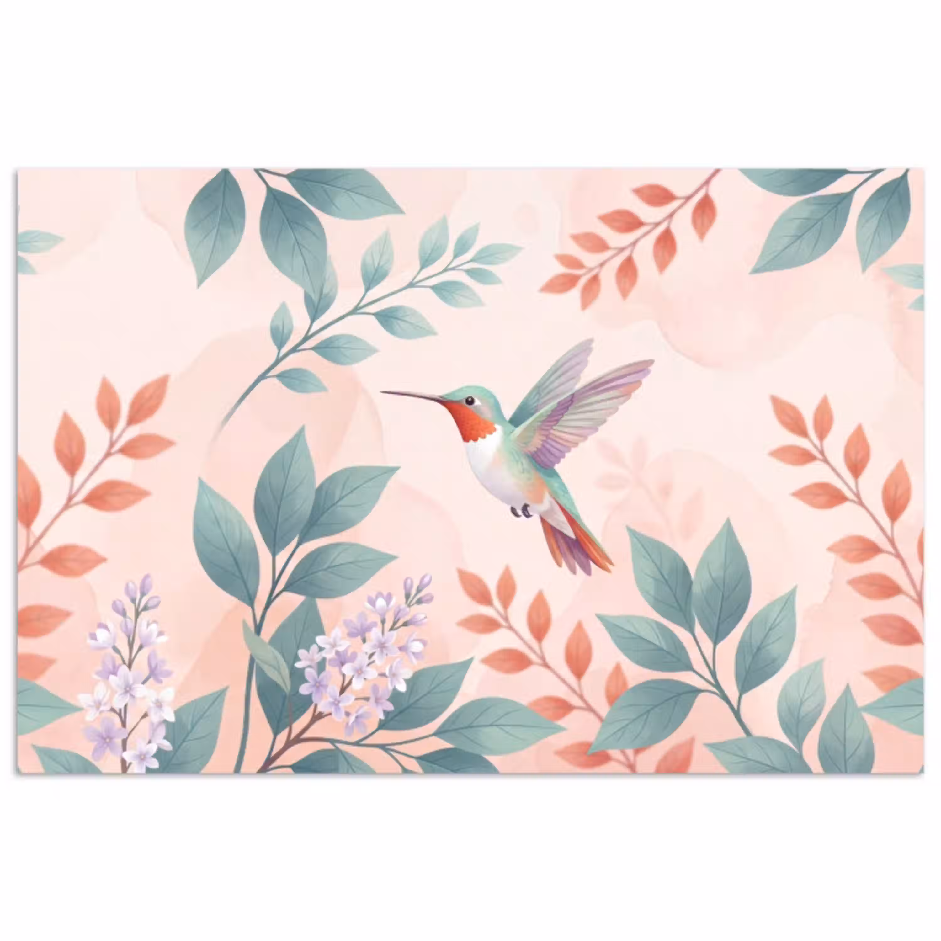 Kolibrie - Vliegen - Natuur - Illustratie - Kleurrijk poster papier klein -3d