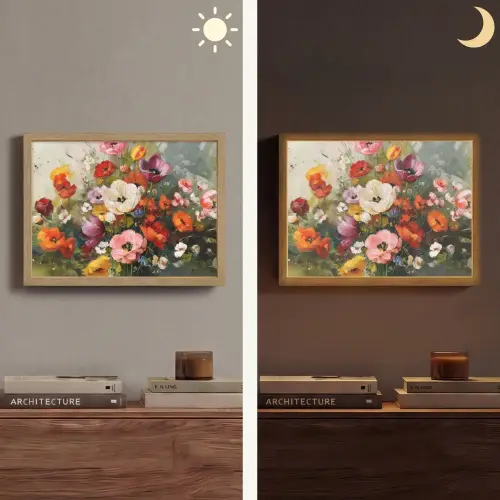 Vrolijk boeket - Dynamisch - Subtiele kleurspatten Light Box met batterij (Wandlamp) middel -sfeer3