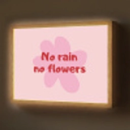 No rain no flowers - Bloem - Roze Light Box met batterij (Wandlamp) middel -z3d_website