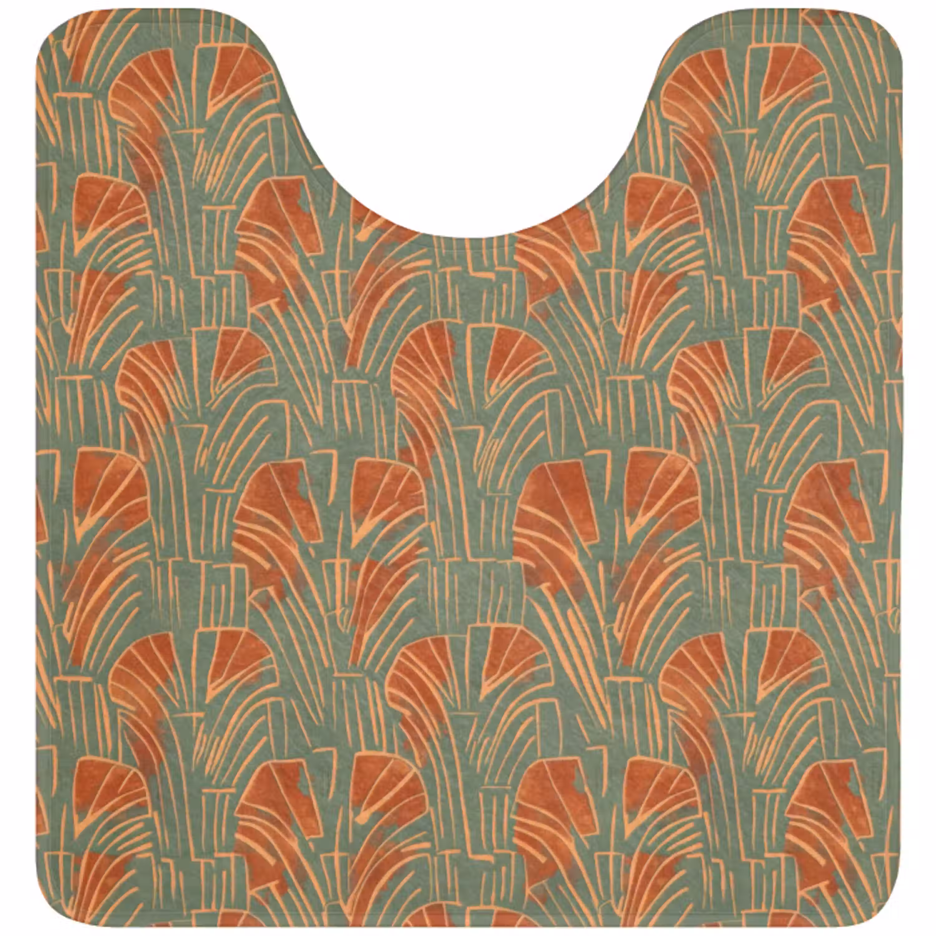 Groen - Terracotta - Deco - Waaiers WCmat U-uitsnede middel 1014 -3d