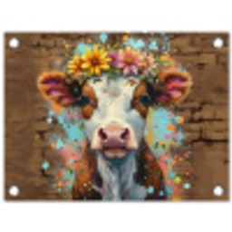 Kalf met Bloemenkroon tuinposter los doek klein -3d