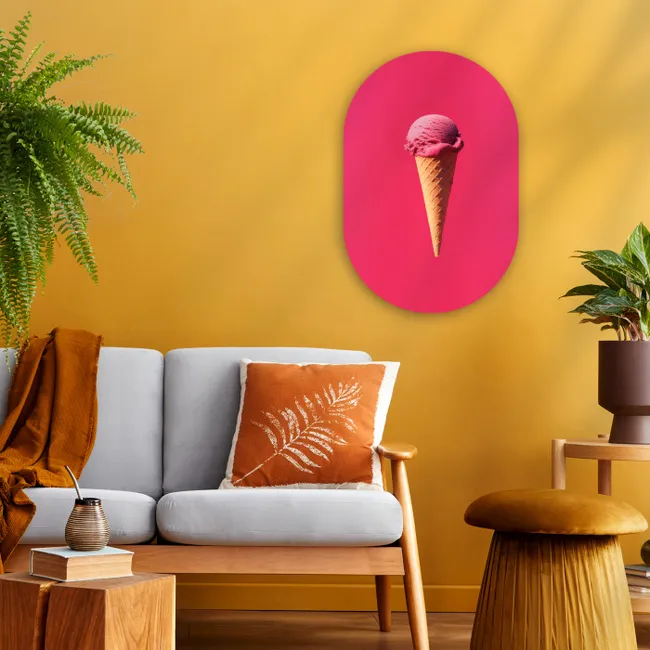 Schepijs - Roze - Hoorntje Wandcirkel Ovaal Forex klein -sfeer4