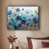 Bloemen - Schilderij - Blauw Textielframe zwart klein -sfeer1