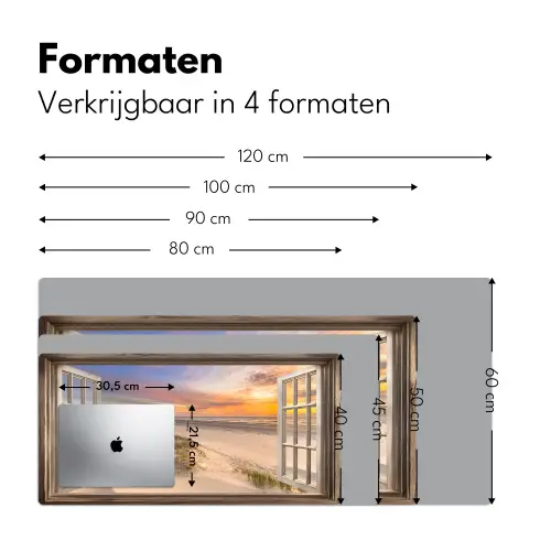 Doorkijk - Strand - Duinen - Natuur - Landschap Muismat XXL klein -sfeer5