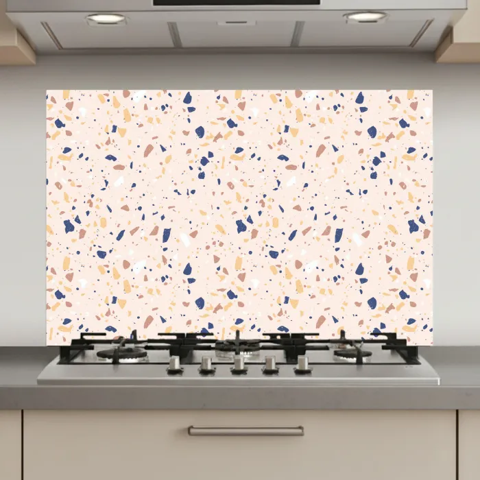 Terrazzo -  Patroon - Kleurrijk - Indigo keuken achterwand spatscherm klein 900 -3d_website