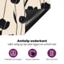 Tulpen - Patroon - Zwart Inductie beschermer vinyl 3mm klein 276 -zzzzzzz-cc-onderkant