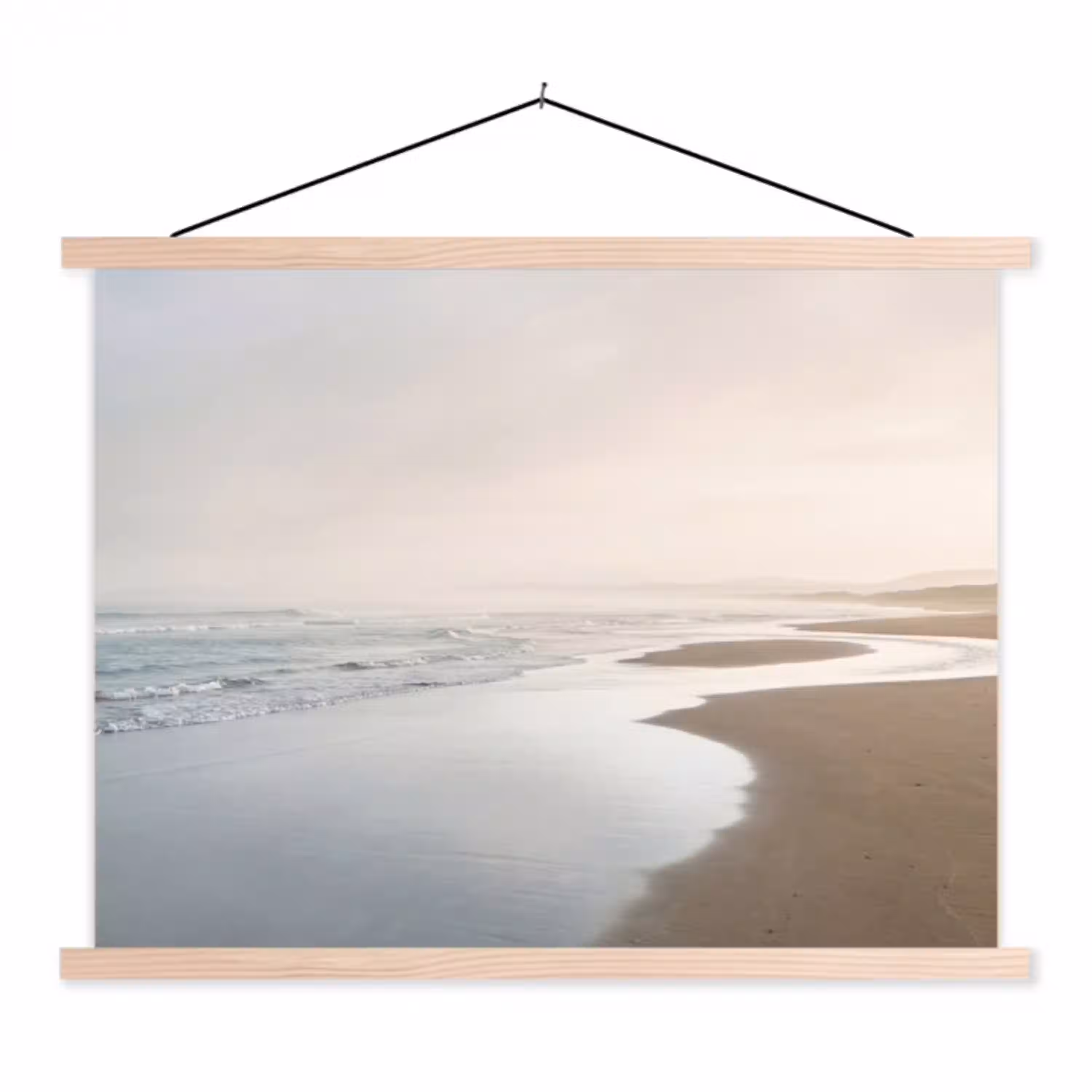 Kustlijn - Strand - Oceaan textielposter latten blank klein -3d