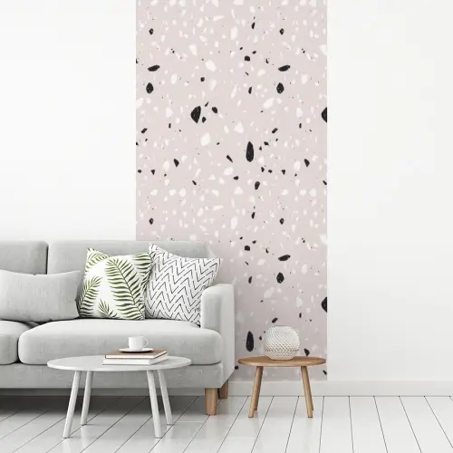 Terrazzo -  Patroon - Zacht - Zwart - Wit fotobehang vinyl groot 64 -woonkamer