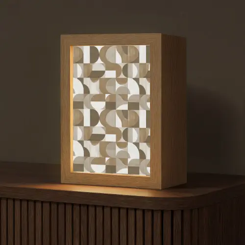 Abstract - Retro - Bruin Light Box met kabel (Tafellamp) klein 925 -z3d_website