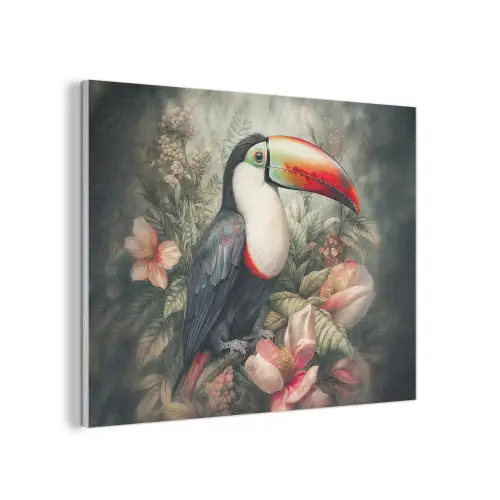 Toekan - Vogels - Bloemen - Planten - Tropisch PET vilt klein -3d