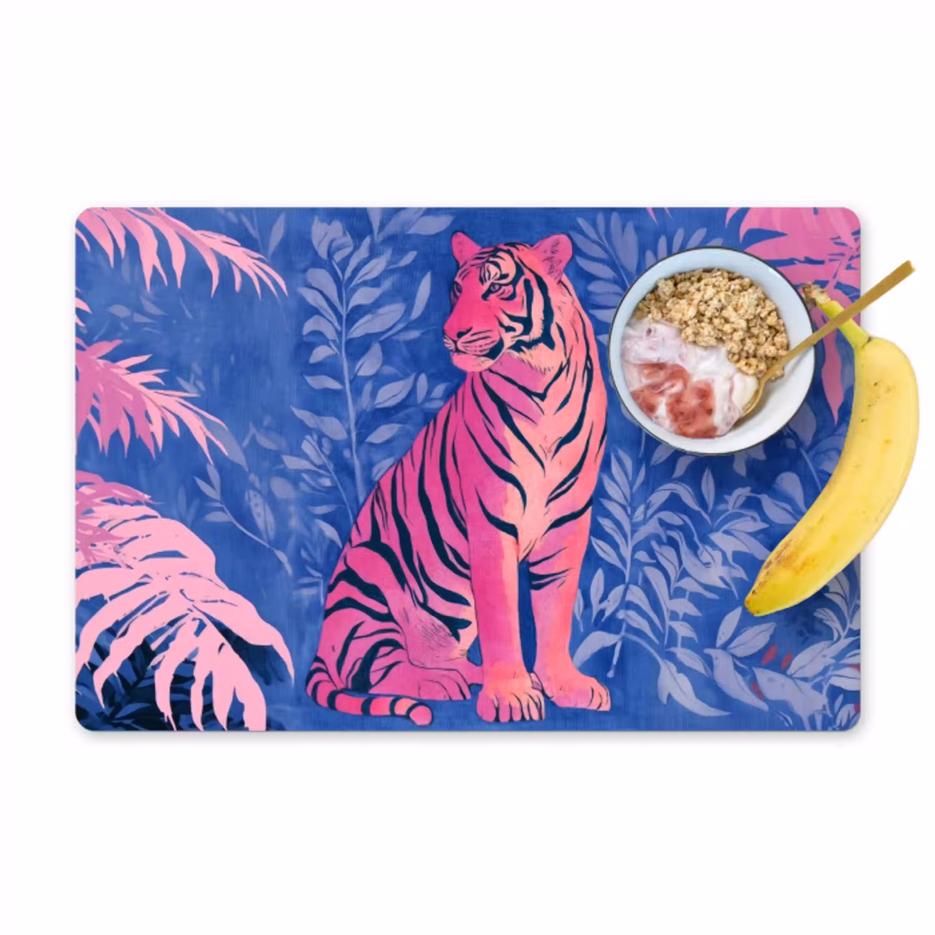 Tijger - Roze - Bladeren - Jungle Placemat vinyl groot -zzzproduct_Kitchenyeah-website