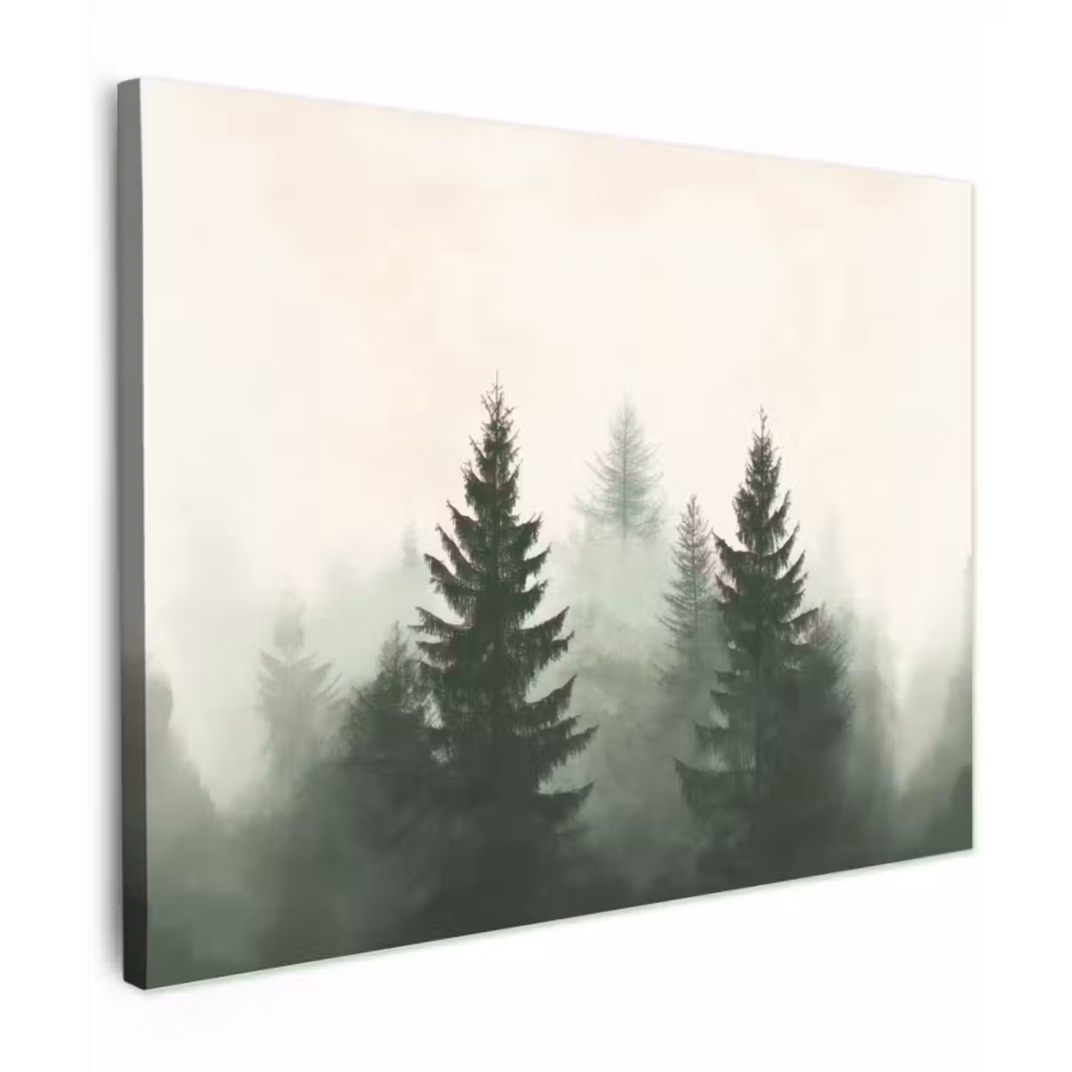 Canvas schilderij - Sparren - Bomen - Groen - Beige