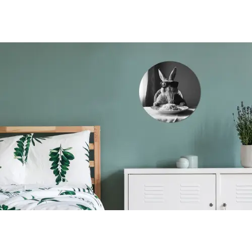Konijn - Bunny - Zonnebril - Tafelkleed - Pasta - Schattig Wandcirkel aluminium klein -slaapkamer