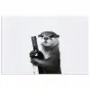 Wijnfles - Otter - Zwart poster papier klein -3d