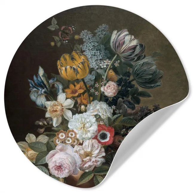 Stilleven met bloemen - Schilderij van Eelke Jelles Eelkema Wandcirkel behangsticker klein -3d