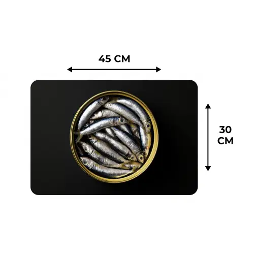 Sardines - Vissen - Rond - Zwart Placemat vinyl groot -specs