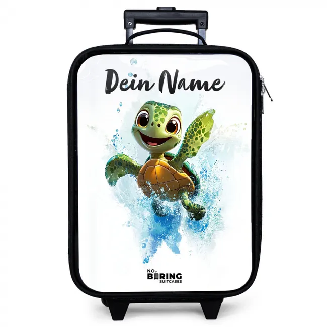 Kinderkoffer mit Name - Schildkröte - Wasser - Grün