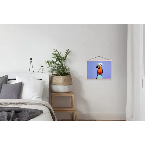 Papegaai - Koksmuts - Vogel - Leuk textielposter latten blank klein -woonkamer