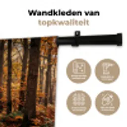 Bospad - Herfstbos - Bladeren - Oranje - Nostalgisch Wandkleed katoen klein -sfeer2
