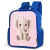 Olifant - Baby - Blosjes - Illustratie Kinderrugzak - Blauw middel -schuin