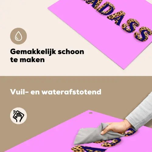 Felroze - Badass - Panterprint - Schaduw Inductie beschemer met haakjes klein -ky-schoon-nl