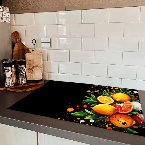 Citroenen - Zwart - Kruiden - Graffiti - Verf Inductie beschermer vinyl 3mm klein -sfeer3