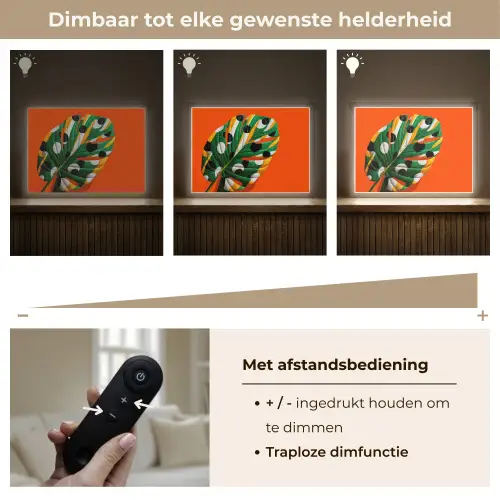 Blad - Oranje - Stippen - Kleurrijk Light Box met batterij (Wandlamp) middel -USP_dimbaarNL