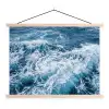 Golven - Oceaan - Blauw textielposter latten blank klein -3d