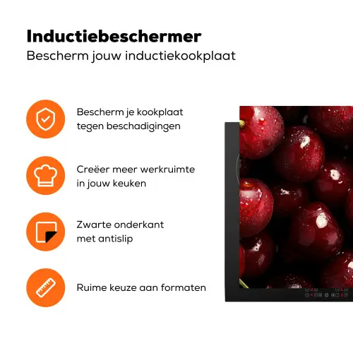 Rood - Fruit - Kersen Inductie beschermer vinyl 3mm klein -zzzzzzz-td-ups