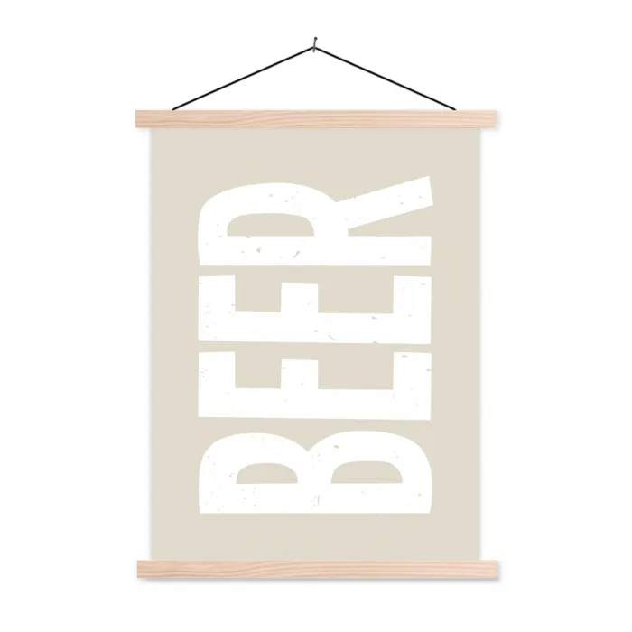 Beer - Japandi - Beige - Decoratie textielposter latten blank klein -3d