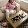 Paard - Bloemen - Zwart Dienblad Rechthoek middel -sfeer3