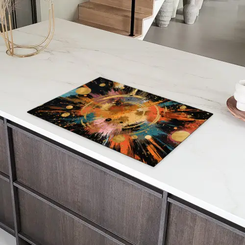 Explosie - Verfstructuur - Goud - Abstract Inductie beschermer vinyl 3mm klein -sfeer8