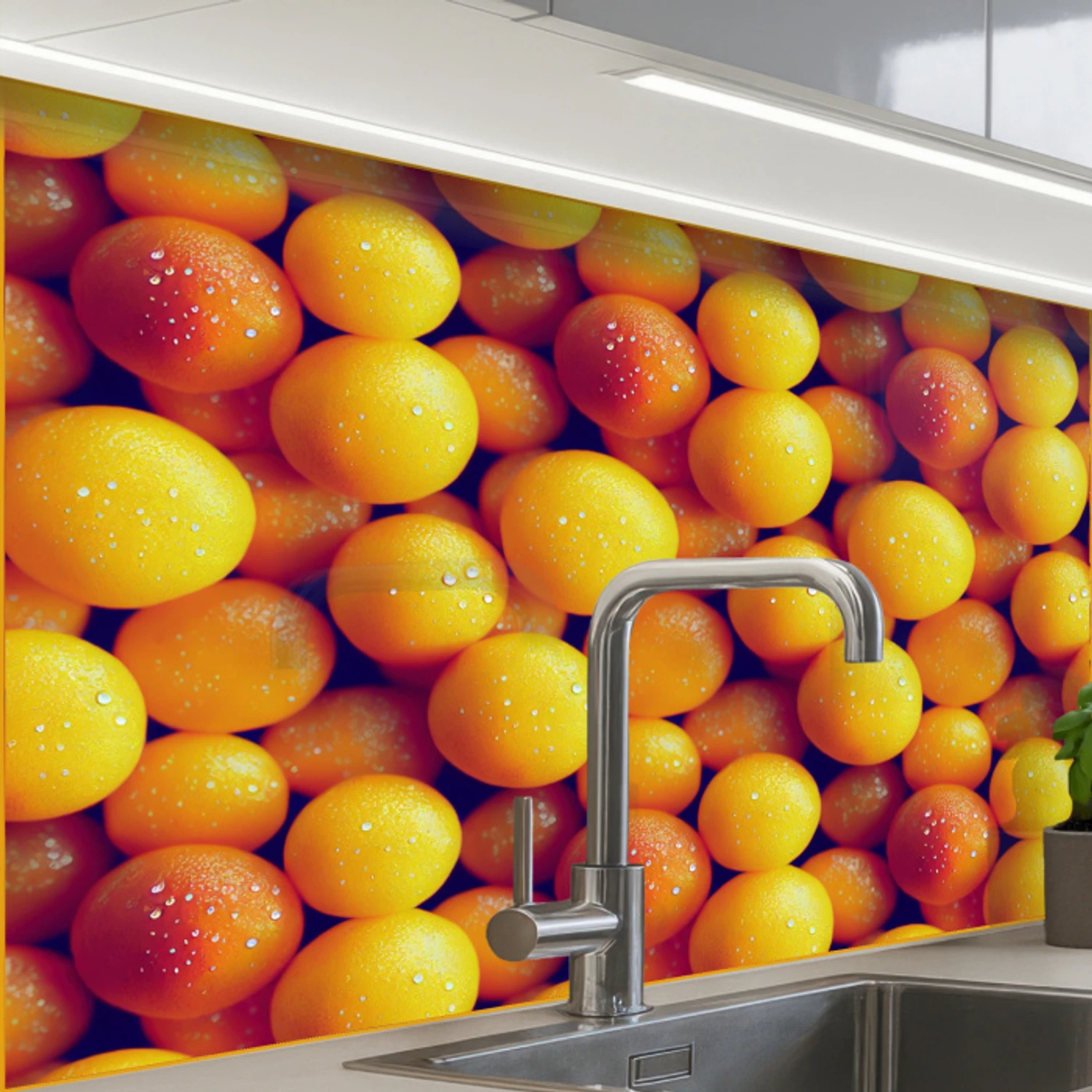 Vrucht - Waterdruppels - Oranje keuken achterwand 2 middel 865 -zzzz3d_schuin