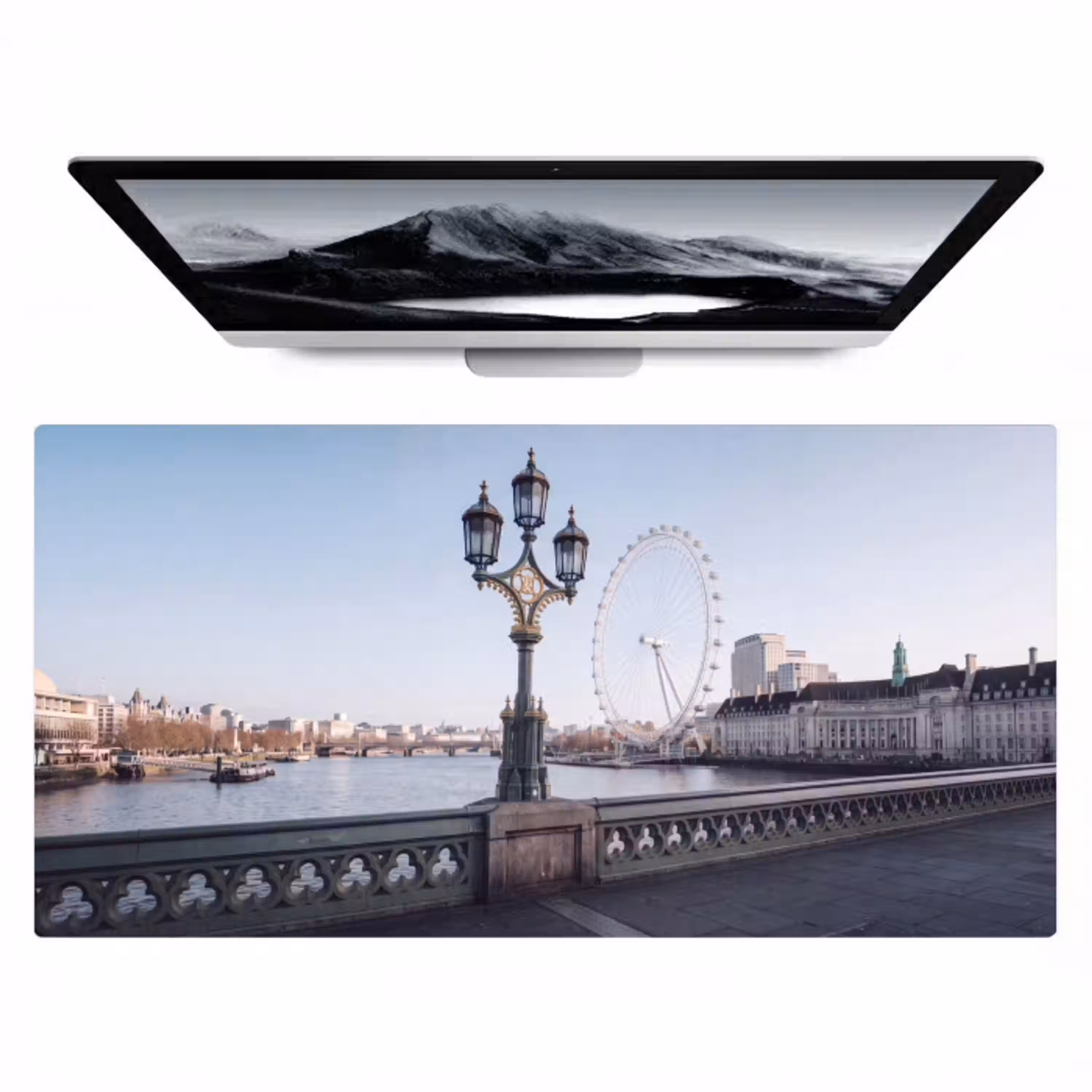 Reuzenrad - Londen - Stad - Architectuur - Brug Muismat XXL klein -zzz3d